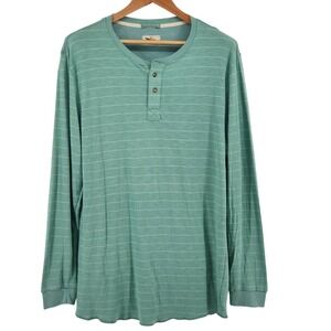 Marine Layer Men's XL Green Striped Supima Modal Long Sleeve Henley Shirt